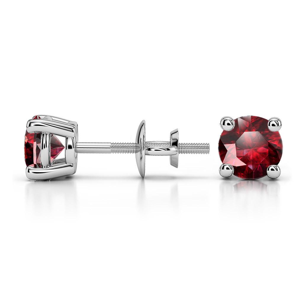 Ruby Round Gemstone Stud Earrings in Platinum (5.1 mm) | 03