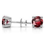 Ruby Round Gemstone Stud Earrings in White Gold (8.1 mm) | Thumbnail 01