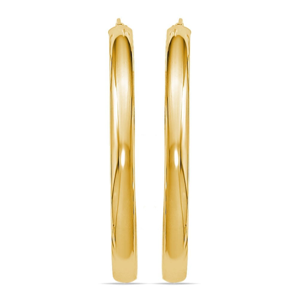 Large Oval Hoop Earrings In 14K Yellow Gold