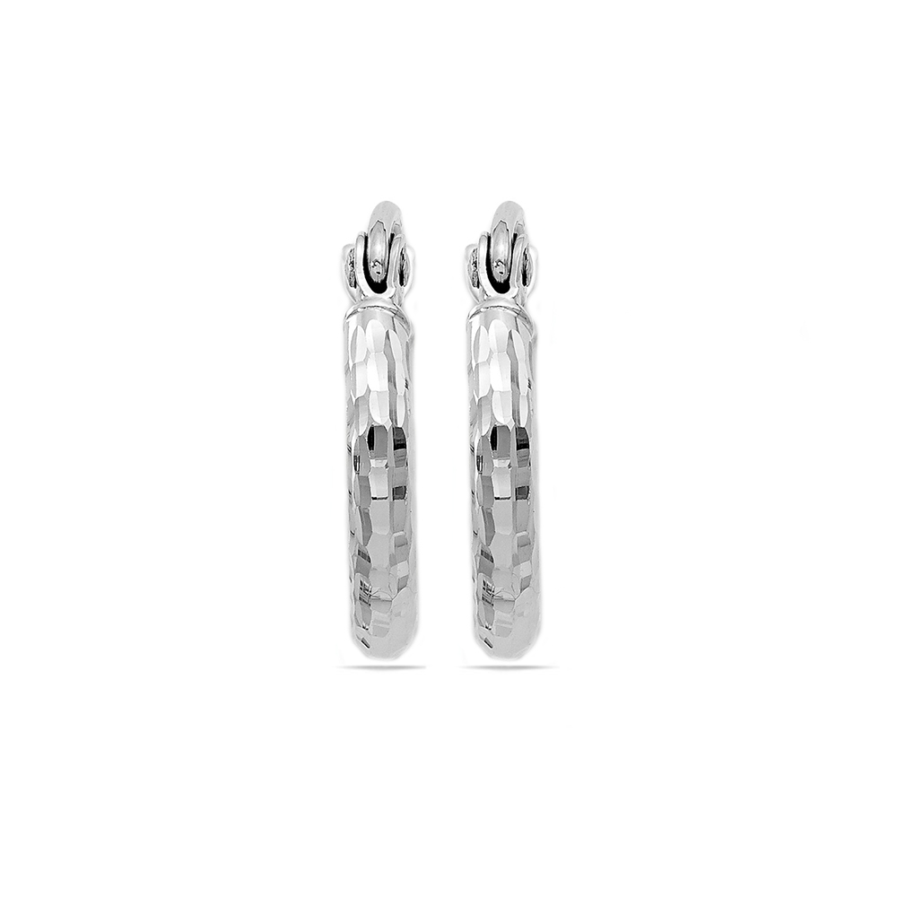 Sterling Silver Diamond Cut Hoop Earrings | 02
