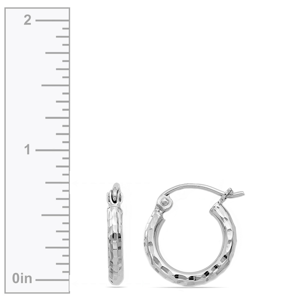 Sterling Silver Diamond Cut Hoop Earrings | 03