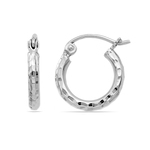 Sterling Silver Diamond Cut Hoop Earrings | Thumbnail 01