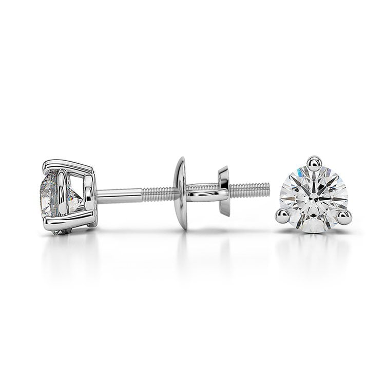 Three Prong Diamond Stud Earrings in Platinum (1/3 ctw) | 03