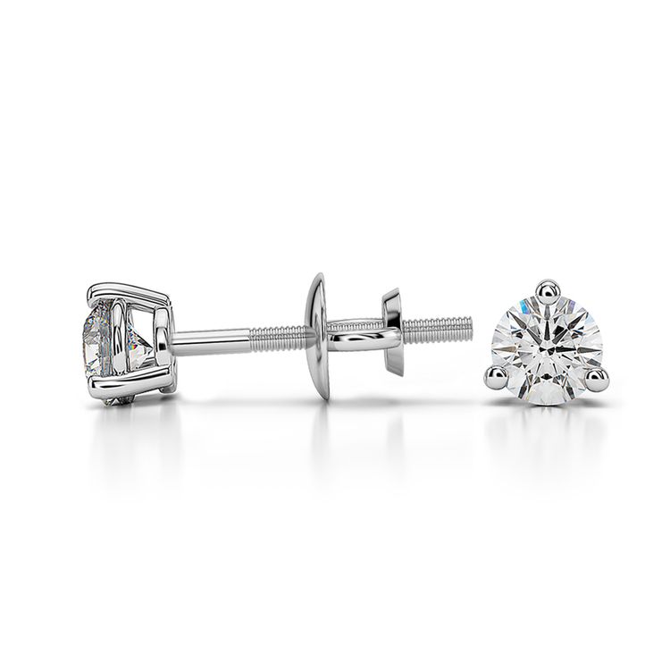 Three Prong Diamond Stud Earrings in Platinum (1/4 ctw) | 03