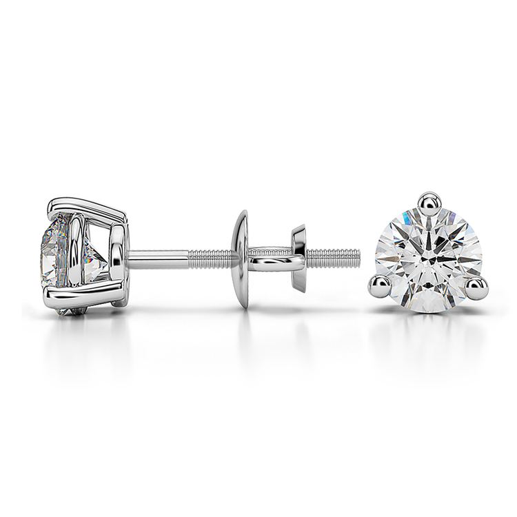 Three Prong Diamond Stud Earrings in Platinum (3/4 ctw) | 03