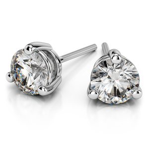 Three Prong Diamond Stud Earrings in Platinum (3 ctw)