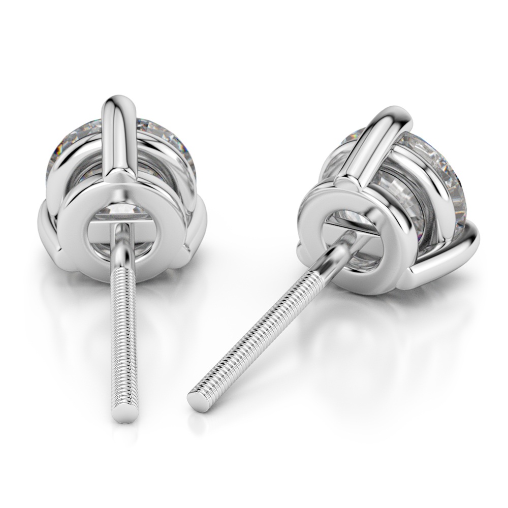 Three Prong Diamond Stud Earrings in White Gold (1/2 ctw) | 02