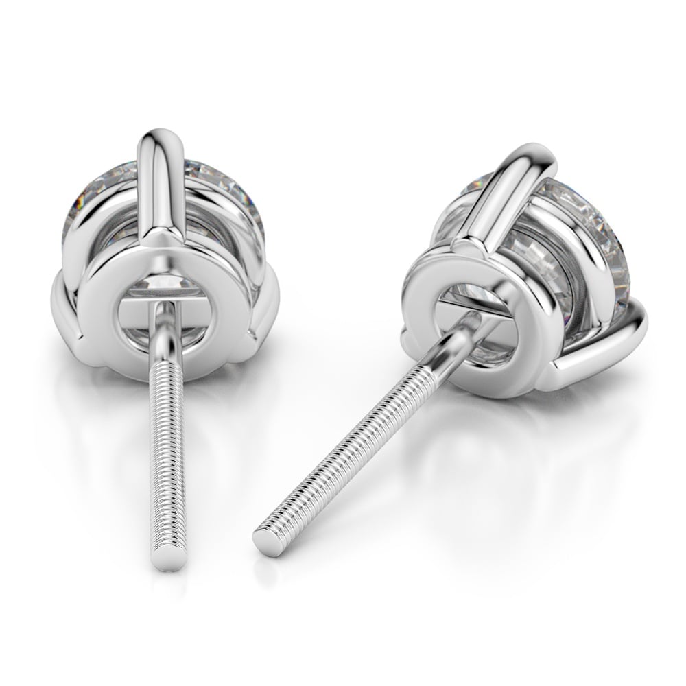 Three Prong Diamond Stud Earrings in White Gold (1/3 ctw) | 02
