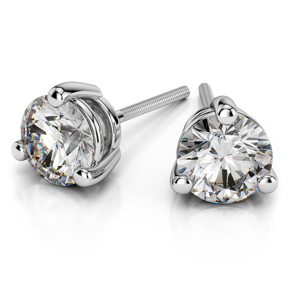 3 Prong Earring Settings In Platinum (Round Diamonds)