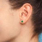Green Tsavorite Stud Earrings In Yellow Gold (3.4 mm) | Thumbnail 01
