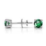 Round Green Tsavorite Stud Earrings In Platinum (4.1 mm) | Thumbnail 01