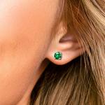 Large Round Tsavorite Stud Earrings In Platinum (6.4 mm) | Thumbnail 01