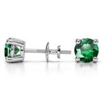 Green Tsavorite Gemstone Stud Earrings In White Gold | Thumbnail 01
