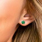 4 1/4 Carat Round Tsavorite Stud Earrings In Platinum | Thumbnail 01