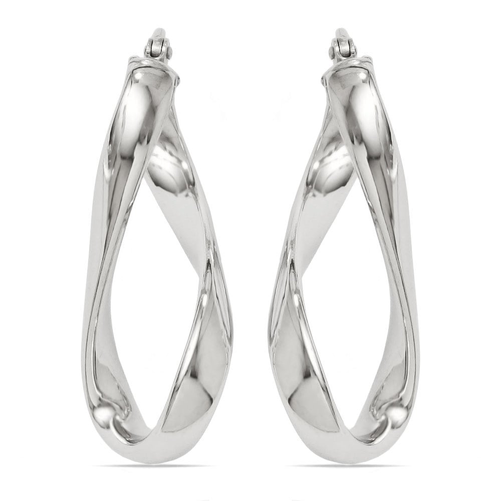Twisted Infinity Hoop Earrings in Silver | 02