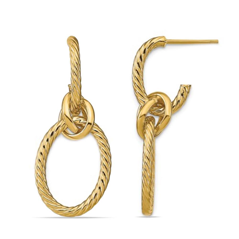 Knot Drop Earrings In 14K Yellow Gold | 02