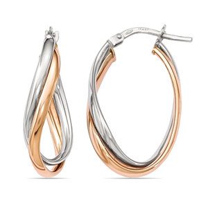 Two-tone Gold Twisted Rope Infinity Hoop Earrings