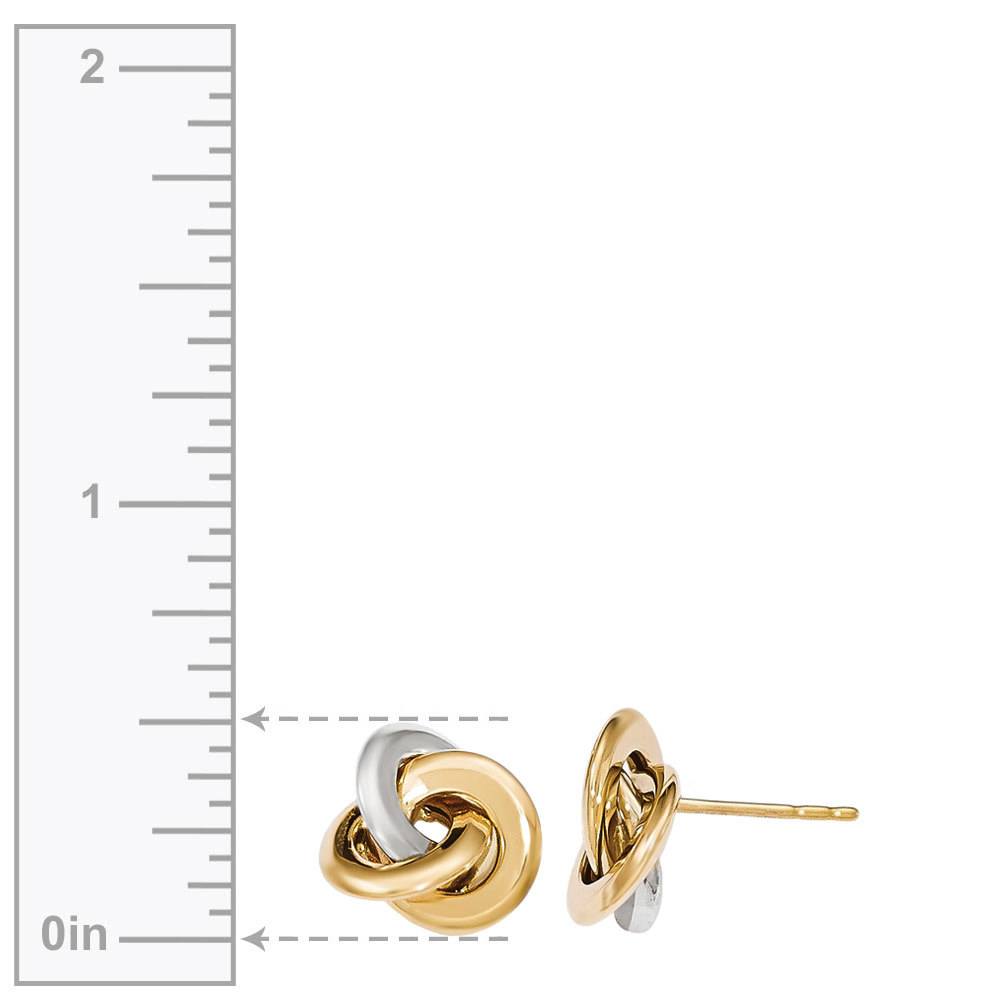 Two Tone Stud Earrings In White And Yellow Gold - Love Knots Design | 03