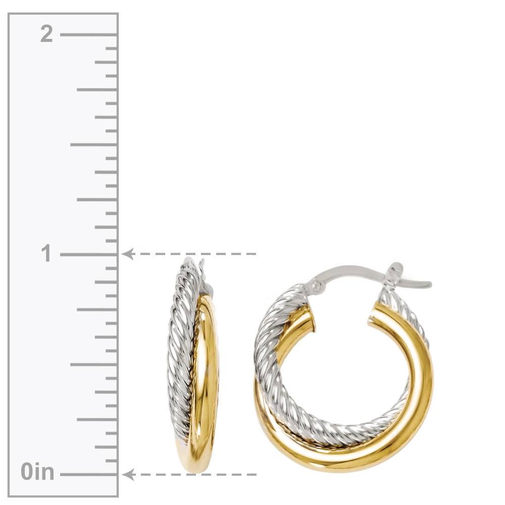 Two Tone Hoop Earrings In 14K White And Yellow Gold | 03