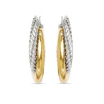 Two Tone Hoop Earrings In 14K White And Yellow Gold | Thumbnail 01