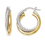 Two Tone Hoop Earrings In 14K White And Yellow Gold | Thumbnail 01