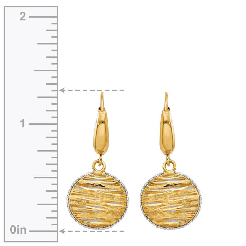 14k Gold Disc Drop Earrings With Woven White Accents | 03