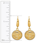 14k Gold Disc Drop Earrings With Woven White Accents | Thumbnail 01