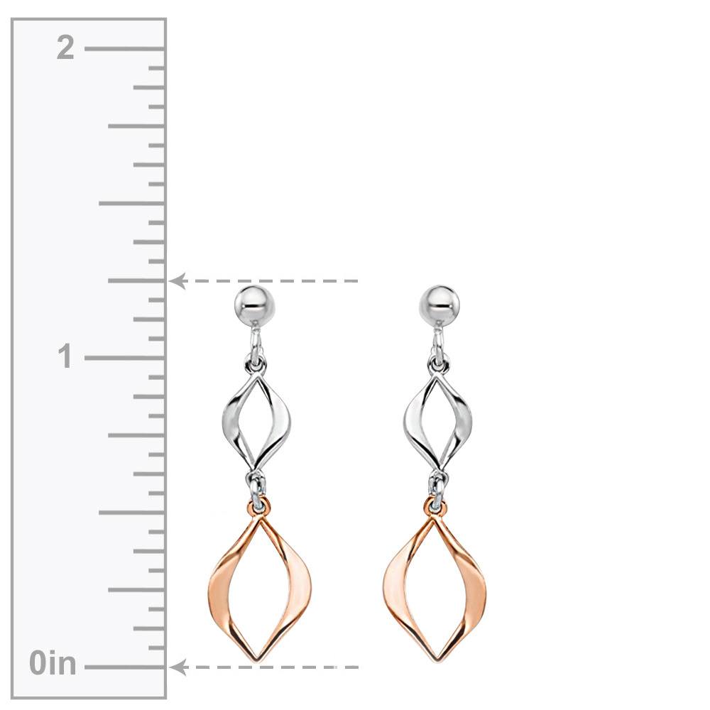 Rose And White Tone Dangle Earrings In Silver | 03