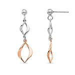 Rose And White Tone Dangle Earrings In Silver | Thumbnail 01