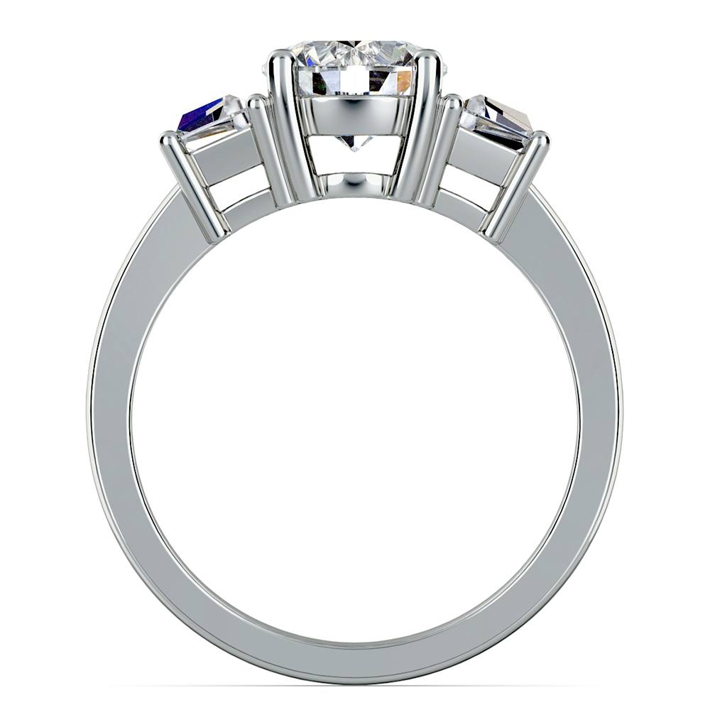 Trapezoid Accents Engagement Ring Setting In White Gold (1/2 Ctw) | 02