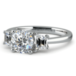 Trapezoid Accents Engagement Ring Setting In White Gold (1/2 Ctw) | Thumbnail 04