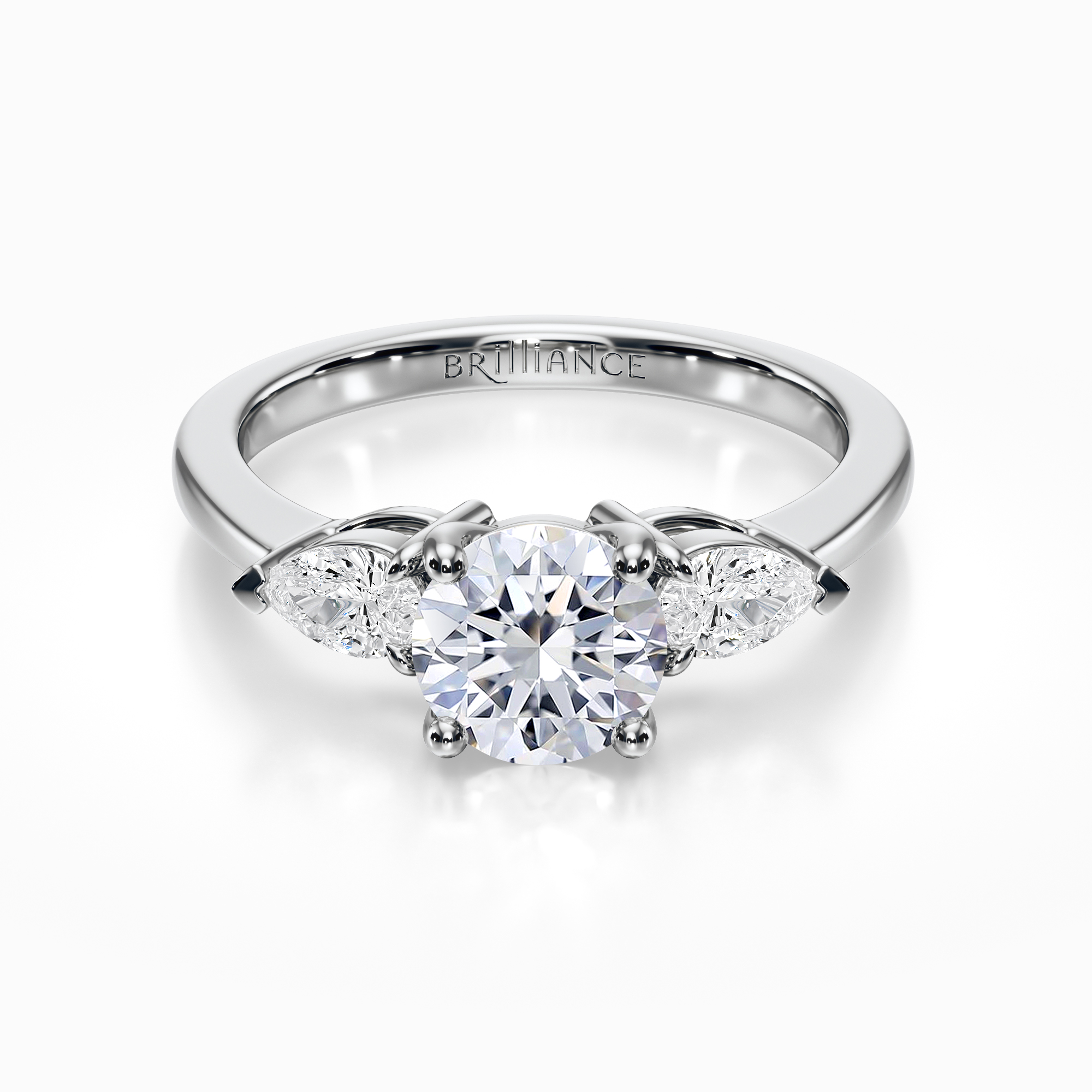 3 Stone Round With Pear Diamond Engagement Ring NEW DIANA M JEWELS women\'s diamond pear shape three stone ring (12ct center and main image 0