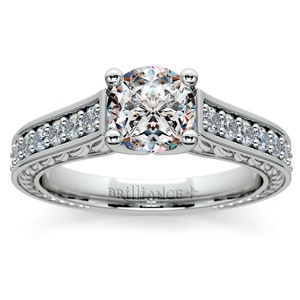 Antique Floral Diamond Engagement Ring in Platinum (1/2 ctw)