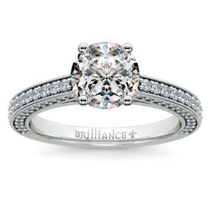 Pave Three Sided Diamond Engagement Ring in Platinum (1/2 ctw)