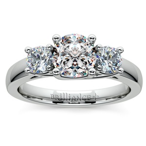 Trellis Three Diamond Engagement Ring in White Gold (1/2 ctw)