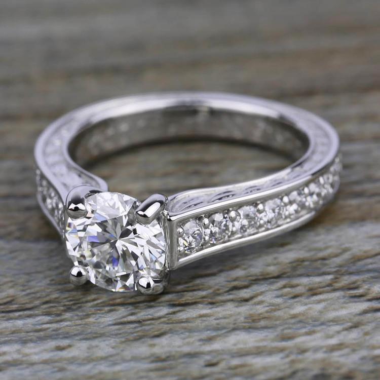 Antique Floral Diamond Engagement Ring in Platinum (1/2 ctw)