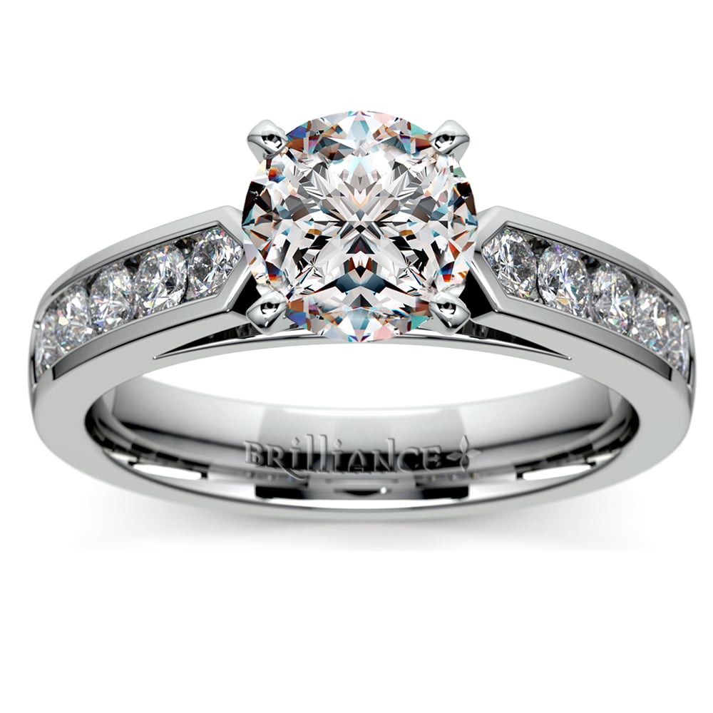 koolhydraat Ooit voor de hand liggend Cathedral Diamond Engagement Ring with Channel Setting in White Gold