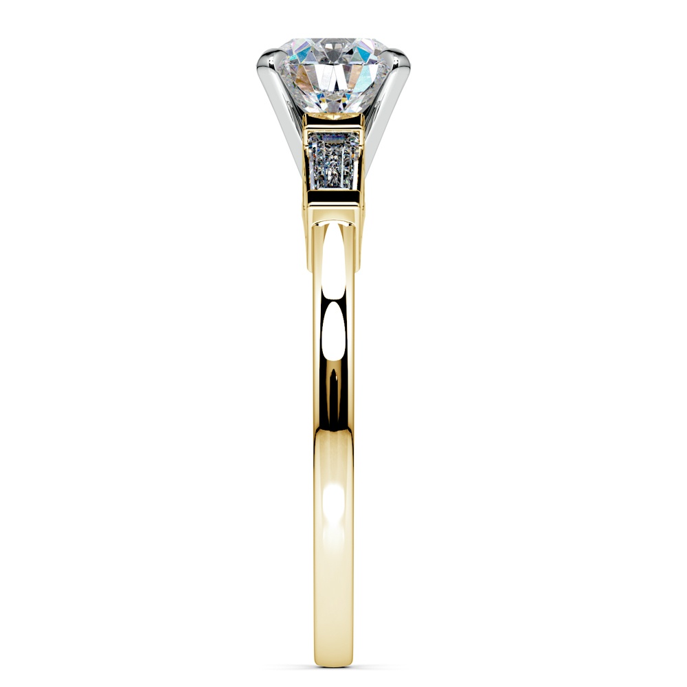 Classic Gold Engagement Ring Setting With Baguette Accents | 03