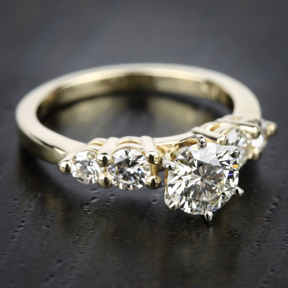Gold Five Diamond Engagement Ring Setting 1/3 ctw) | 05