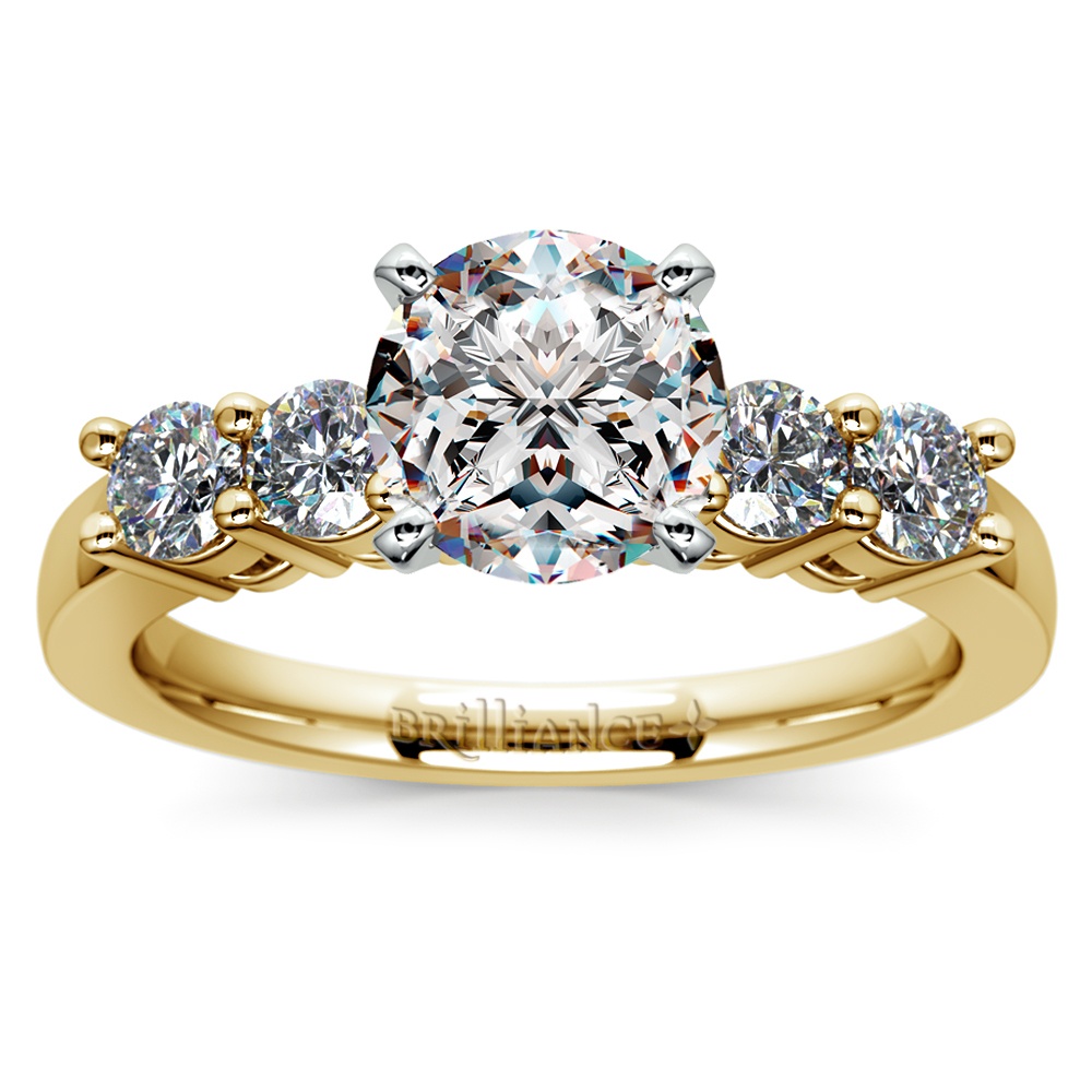Gold Five Diamond Engagement Ring Setting 1/3 ctw) | Zoom