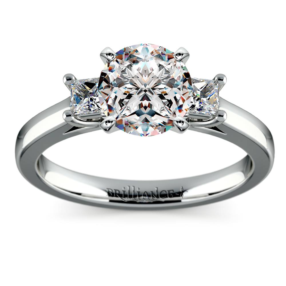 Trellis Princess Cut Engagement Ring Setting In White Gold | 01
