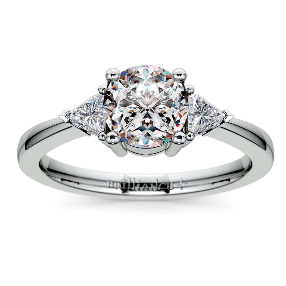 Trillion Diamond Engagement Ring in White Gold (1/4 ctw) | 01