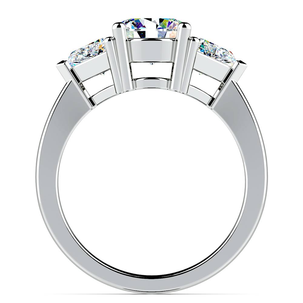 Diamond Ring With Trillion Side Stones In White Gold | 02