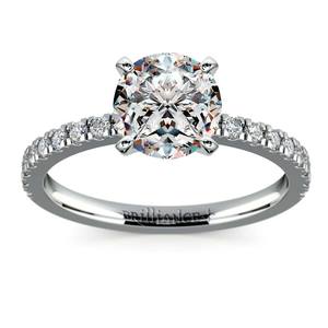 Petite Pave Diamond Engagement Ring in White Gold (1/4 ctw)