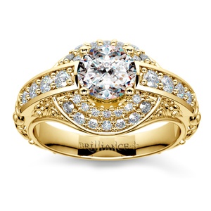 Classic Gold Antique Style Halo Engagement Ring Setting