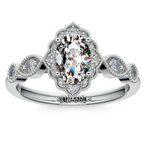 Antique Fairytale Inspired Engagement Ring In White Gold