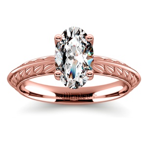 Knife Edge Rose Gold Engagement Ring With Floral Detailing