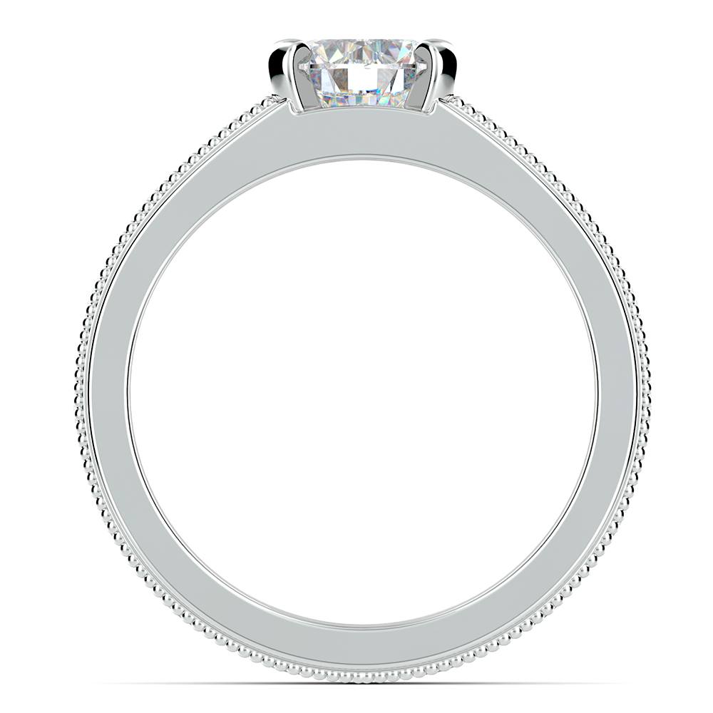 Antique Wide Band Engagement Ring In Platinum | 02