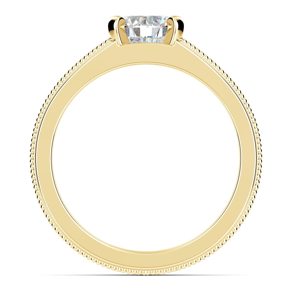 Antique Wide Band Engagement Ring In Yellow Gold | 02