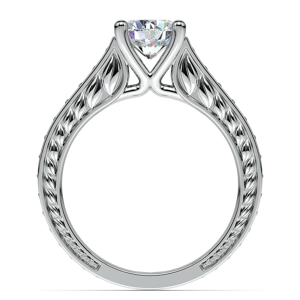 Antique Inspired Pave Sapphire and Diamond Ring In White Gold | 02